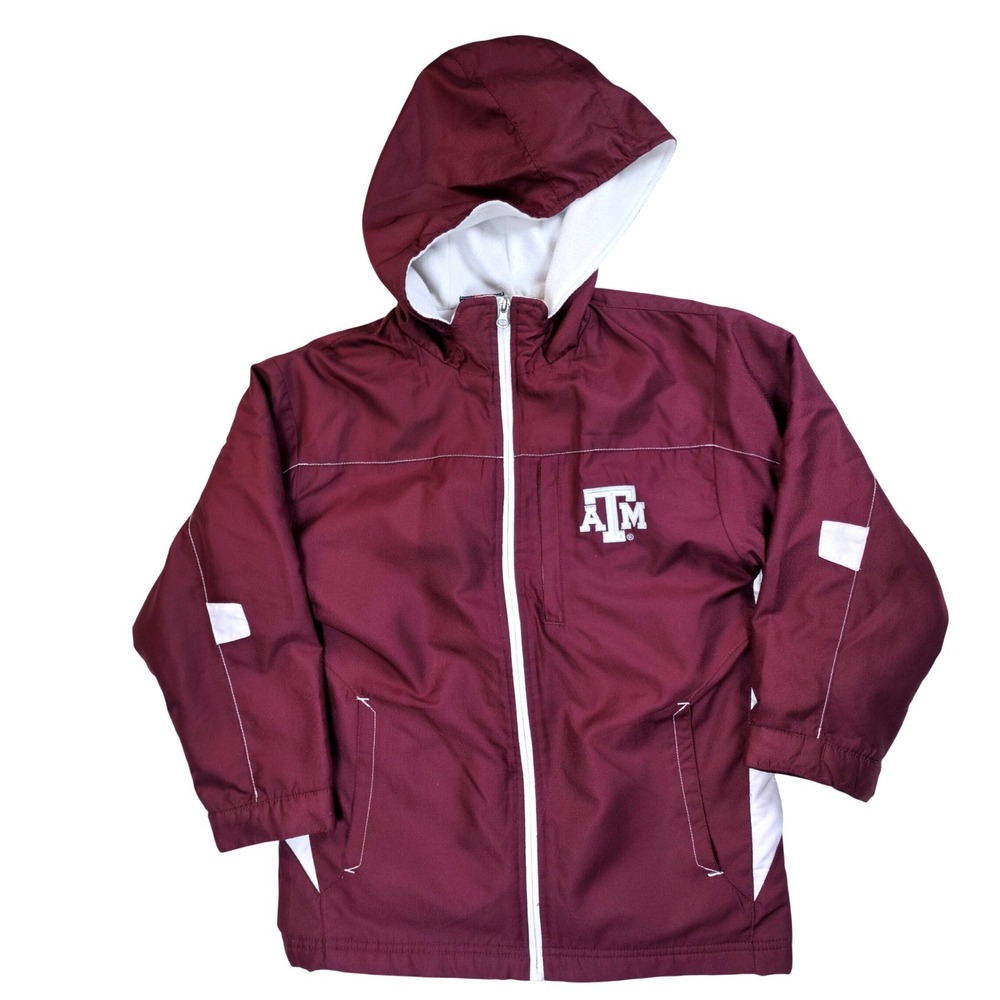 Texas A&M Aggies Kids Genuine Stuff Maroon Hooded Fleece Lined Jacket Size S 8